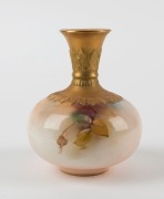 ROYAL WORCESTER English porcelain vase with hand-painted rose decoration, late 19th century, puce factory mark to base, 10cm high - 2