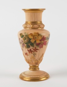 ROYAL WORCESTER antique English porcelain vase with hand-painted floral decoration, early 20th century, green factory mark to base, 12cm high