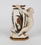 ROYAL WORCESTER antique English porcelain monkey vase, 19th century, puce factory mark to base, ​​​​​​​18cm high - 2