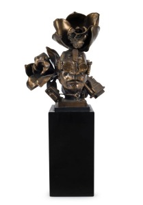 THEODORE GALL (1941 - ), "Port Adapter", cast bronze and black marble, signed "T. Gall", 32cm high overall