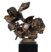 THEODORE GALL (1941 - ), "Port Adapter", cast bronze and black marble, signed "T. Gall", 32cm high overall - 3