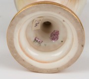 ROYAL WORCESTER antique English porcelain lidded urn decorated with hand-painted scene of cranes in landscape, signed "A. LEWIS", circa 1903, puce factory mark to base, 22.5cm high - 3