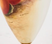 ROYAL WORCESTER English porcelain lidded urn&nbsp;with hand-painted fruit, signed "H. AYRTON", mid 20th century, black factory mark to base, 27cm high - 2