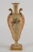 ROYAL WORCESTER antique English porcelain vase with hand-painted floral decoration and gilded highlights, 19th century, puce factory mark to base, 25.5cm high - 2