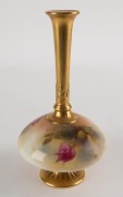 ROYAL WORCESTER English porcelain vase with hand-painted rose decoration, signed "E.M. FIELDS", puce factory mark to base, ​​​​​​​18.5cm high - 2