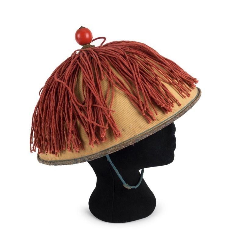 An antique Mandarin court hat Qing Dynasty 19th 20th century 15cm high 31cm diameter