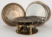 Maritime bulkhead clock with chain fusee, and original platform escapement, together with an aneroid barometer, both by GEORGE DOUGLAS of DUNBARTON, 19th century, (2 items), clock diameter 18.5cm  - 2