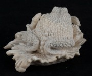 A carved antler toad and snake figural group, 20th century, 5cm high, 9cm wide - 3