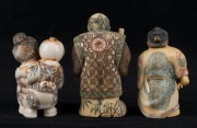 Three Japanese carved ivory standing figural netsuke with hand-painted finish, Meiji period, 20th century, the largest 6cm high - 2