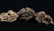 Three Japanese carved ivory animal netsuke, Meiji period, 20th century, the largest 4.5cm long - 3