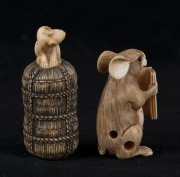 Two Japanese carved ivory rat netsuke, Meiji period, 20th century, the larger 5.5cm high - 2