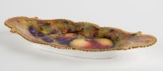 ROYAL WORCESTER English porcelain serving dish, with hand-painted fruit, signed "J. STANLEY", early 20th century, puce factory mark to base, 26cm wide - 2