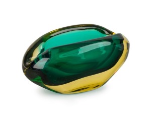 CENEDESE green and yellow Sommerso glass bowl by ANTONIO DA ROS, 8cm high, 16cm wide