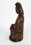 An antique Chinese Guanyin statue, carved wood, Qing Dynasty, 19th century, 36cm high - 2