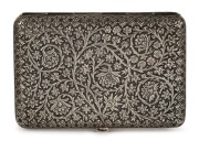 An antique Indian silver cigarette case, 19th/20th century, ​​​​​​​11.5cm wide, 135 grams