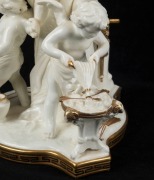 MOORE BROTHERS antique English porcelain oil lamp with cherub and cactus decoration, black button double burner with bayonet fitting, acid etched glass shade, and chimney, 19th century, ​​​​​​​63cm high overall - 4