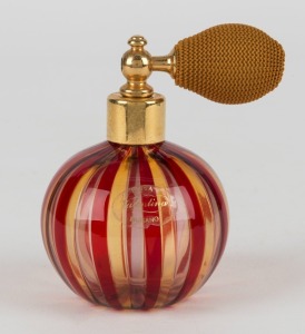 A vintage Murano glass atomizer with original label "LINEA, VALENTINA MURANO", 8.5cm high 