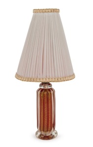 ARCHIMEDES SEGUSO Italian Murano glass table lamp with original shade, circa 1950s, original red foil label to base "Made In Murano, Italy", 42cm high overall