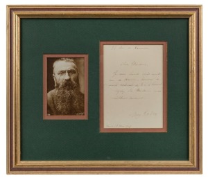 RODIN, Francois Auguste Rene (1840 -1917), hand-written message on notepaper (175 x 120mm) dated "Paris 17 Mai 1912" and headed "77 Rue de Varenne"; signed at the foot "Aug. Rodin". Addressed to an unknown gentleman advising that Rodin would be delighted 