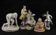 Four assorted porcelain statues, English and German, 19th and 20th century, ​​​​​​​the largest 17cm high - 2