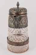 A continental crystal claret jug with silver plated mounts, 19th century, 29cm high  - 2