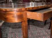 A Georgian mahogany fold-over tea table with square tapering legs and spade feet, early 19th century, 74cm high., by 103cm wide by 45cm deep   - 3