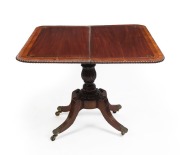 A Georgian mahogany fold-over tea table with brass inlay and casuarina cross banding, early 19th century, 75cm high, 95cm wide, 48cm deep   - 2