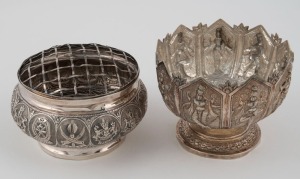 Two Eastern silver bowls, 20th century, the larger 9cm high, 285 grams total