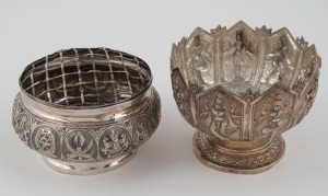 Two Eastern silver bowls, 20th century, ​​​​​​​the larger 9cm high, 285 grams total