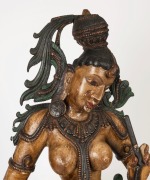 APSARA panel, carved wood with polychrome finish, South Indian origin, 19th century, ​​​​​​​167cm high - 2