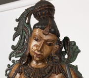 APSARA panel, carved wood with polychrome finish, South Indian origin, 19th century, ​​​​​​​167cm high - 3