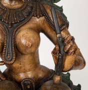 APSARA panel, carved wood with polychrome finish, South Indian origin, 19th century, ​​​​​​​167cm high - 4