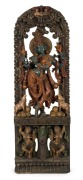 KRISHNA panel, carved wood with polychrome finish, South Indian origin, 19th century, ​​​​​​​182cm high