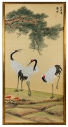 Four Chinese paintings of cranes, 20th century, ​​​​​​​198 x 100cm each overall - 3