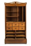 An antique American oak estate cabinet with tambour front, late 19th century, 171cm high, 88cm high, 50cm deep - 2