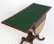 A superb Regency sewing table, mahogany and rosewood with ebony string inlay, plus sycamore top, circa 1820, ​​​​​​​75cm high, 46cm wide (extends to 91cm), 42cm deep - 2