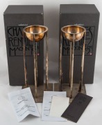 CHARLES RENNIE MACKINTOSH "CRANSTON" candeliere, pair of silver plated candle holders by Sabattini, in original boxes, circa 1984, 32.5cm high - 4