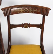 A fine set of four antique English mahogany spade back dining chairs with brass inlay, early 19th century, - 3