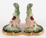 A pair of antique majolica grotesque wall brackets, 19th century, ​​​​​​​16cm high - 2