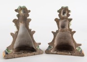 A pair of antique majolica grotesque wall brackets, 19th century, ​​​​​​​16cm high - 4