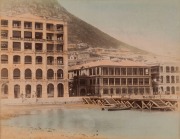 HONG KONG: A fine group of hand-coloured albumen paper prints, circa 1880s, most annotated verso, approx. 20 x 27cm.  Scenes include harbour views, street scenes, the Cricket Ground & City Hall, Queens Road, etc. (12 items; individually mounted for displa - 3