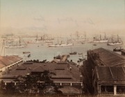 HONG KONG: A fine group of hand-coloured albumen paper prints, circa 1880s, most annotated verso, approx. 20 x 27cm.  Scenes include harbour views, street scenes, the Cricket Ground & City Hall, Queens Road, etc. (12 items; individually mounted for displa - 4