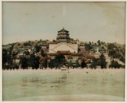 CHINA: A fine group of hand-coloured albumen paper prints, circa 1880s, approx. 20 x 27cm.  Scenes include street scenes and studio shots. (5 items; individually mounted for display). - 5