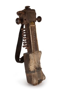 SARANGI antique stringed instrument, carved wood, bone and hide, Kazakhstan, 19th century, 60cm long