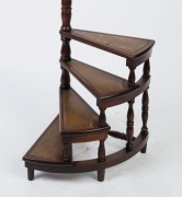 Antique style library steps, turned mahogany and tooled leather, English, 20th century, 115cm high  - 2