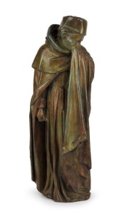 JEAN-JACQUES KURANDY "Monk Crying" cast bronze statue, signed near base, ​​​​​​​37cm high