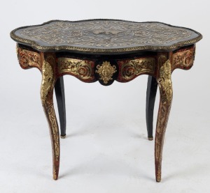 Antique French boule centre table with ormolu mounts, 19th century, A/F, 77cm high, 101cm wide, 65cm deep