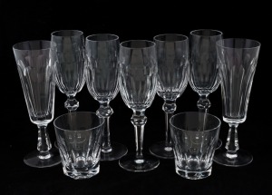 WATERFORD CRYSTAL, group of nine assorted wine glasses, whisky tumblers and champagne flutes, 20th century, the largest 20.5cm high