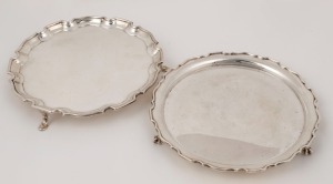 Two English sterling silver salvers, by Adie Brothers Ltd., and William Davenport, both of Birmingham, early 20th century, 21cm wide, 615 grams total