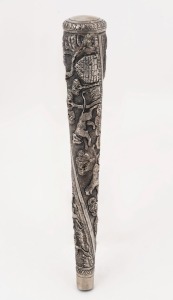 A Burmese silver walking stick handle, 19th/20th century, 22.5cm high